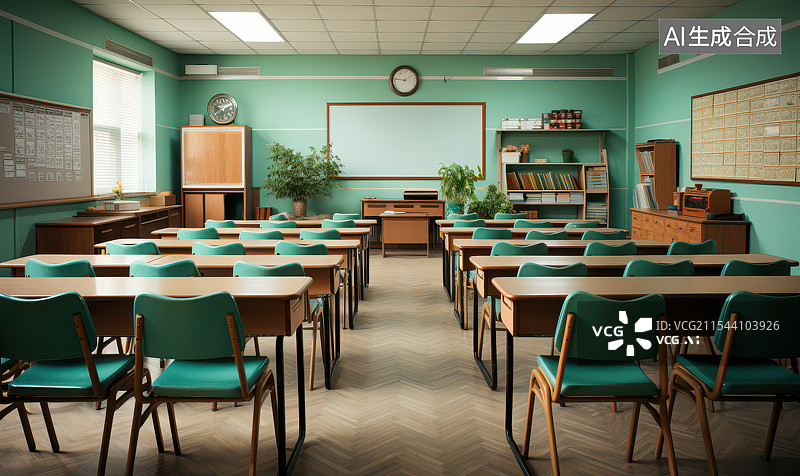 【AI数字艺术】校园学生教室课桌图片素材