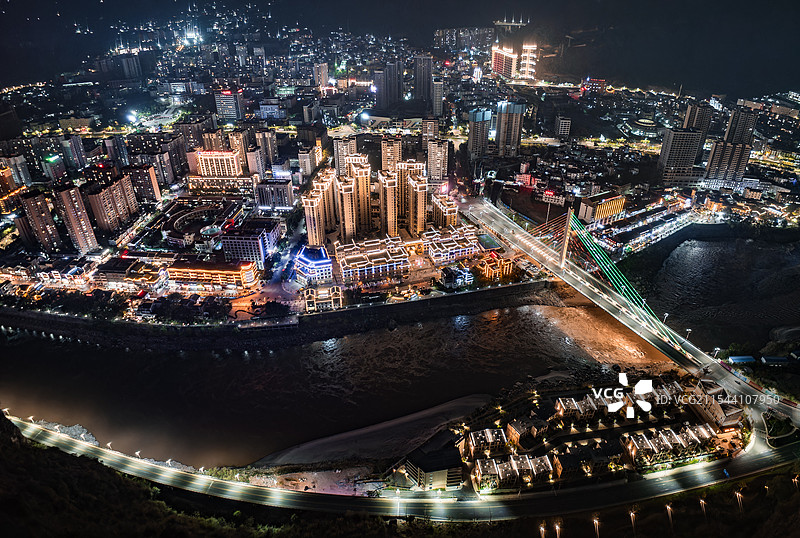云南怒江傈僳族自治州泸水市城市航拍景观图片素材