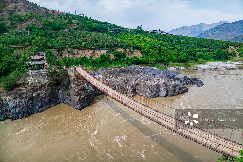 云南保山市怒江双虹桥自然风光航拍图片素材