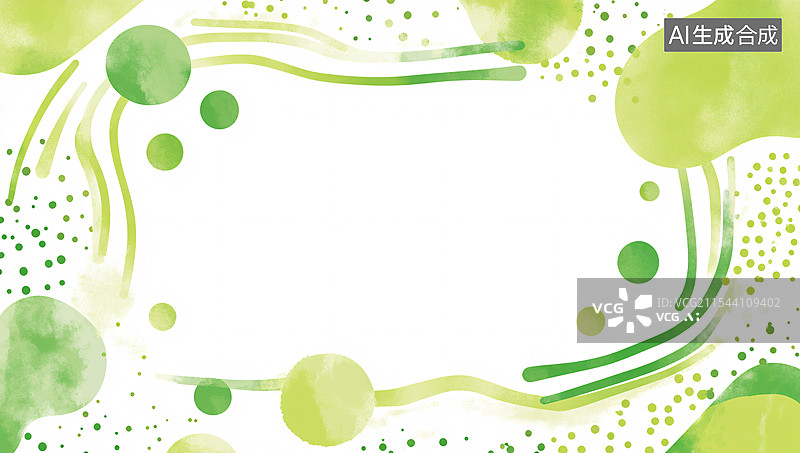 【AI数字艺术】抽象 自然 绿色 清新 模板 春天 边框   海报 背景 设计 插画 形状 清新 简洁 层次感图片素材