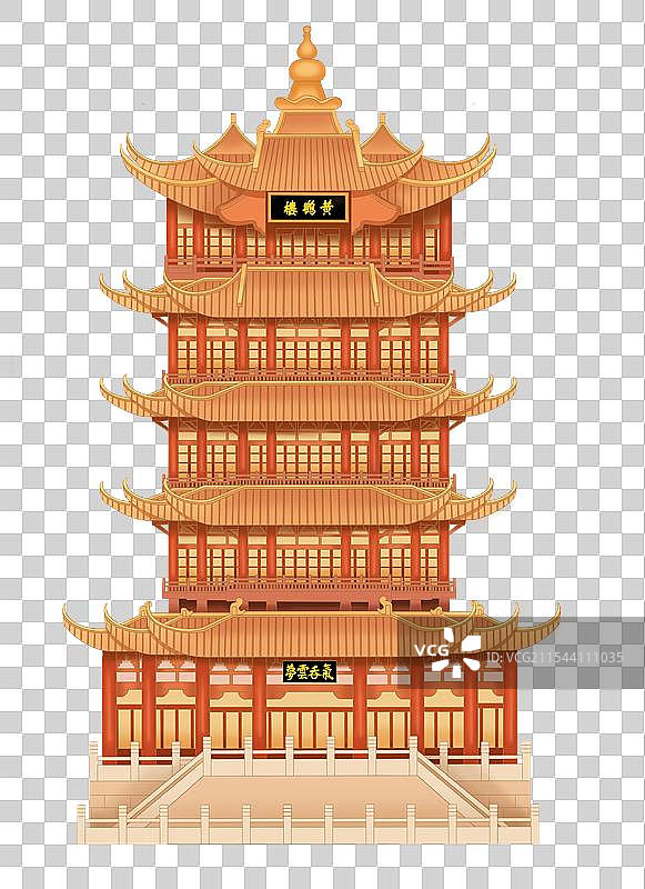 武汉黄鹤楼古建筑古楼线稿旅游景点名楼图片素材