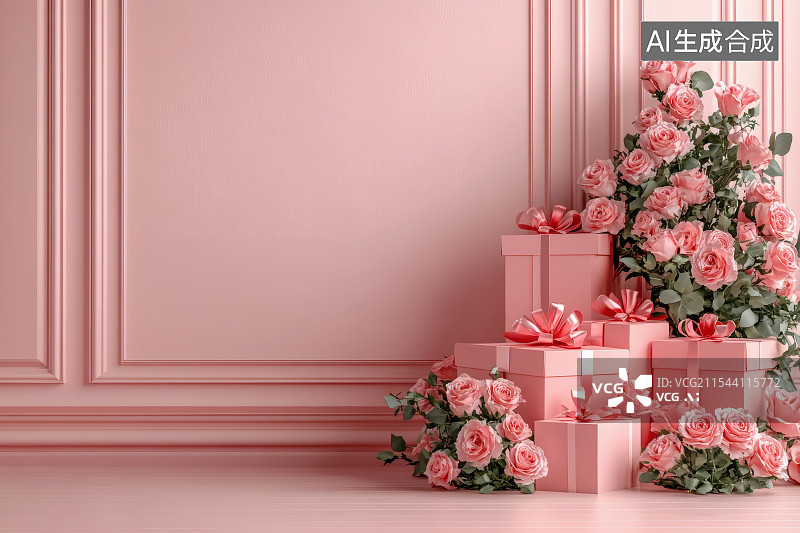 【AI数字艺术】情人节购物节粉色背景图图片素材