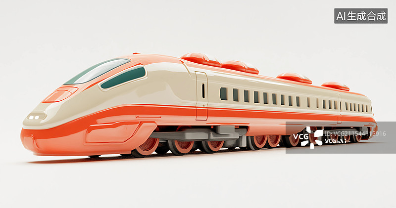 【AI数字艺术】白色背景下的红色小高速列车图片素材