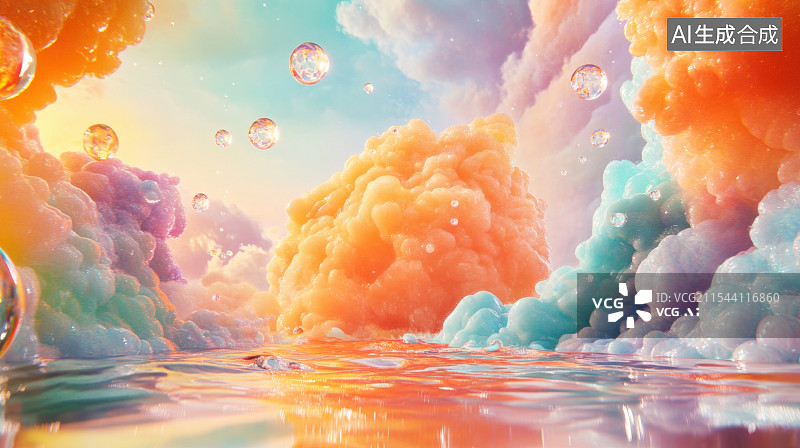 【AI数字艺术】五颜六色的炫彩丝绸颜料抽象背景图片素材