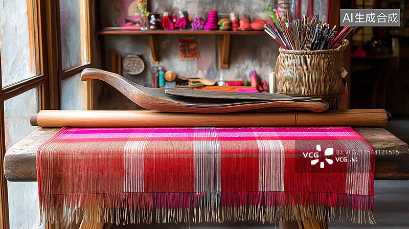 【AI数字艺术】古法织布 纺织作坊 手工纺织图片素材