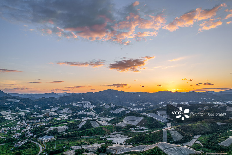 江西赣州赣南寻乌县脐橙种植基地航拍图片素材
