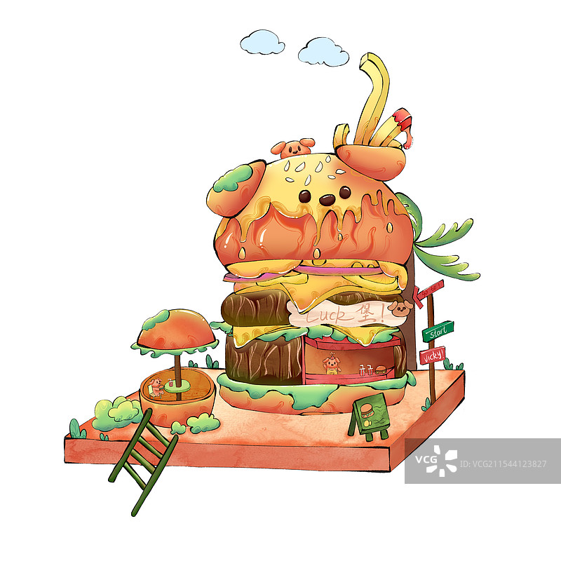 汉堡包小场景图片素材