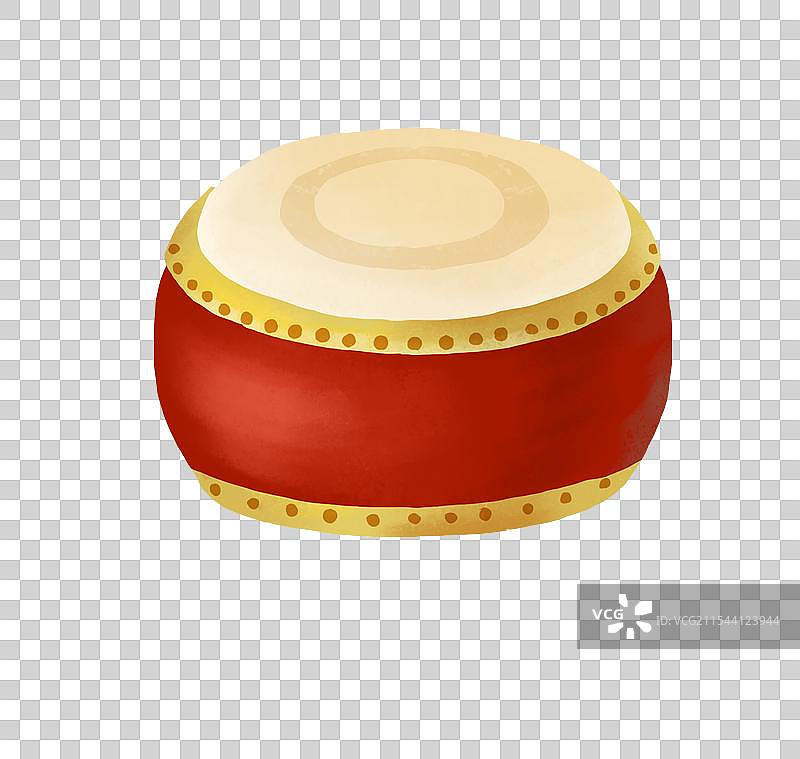 春节插画年俗赶大集逛庙会大头娃娃舞狮子设计元素 红色的鼓图片素材