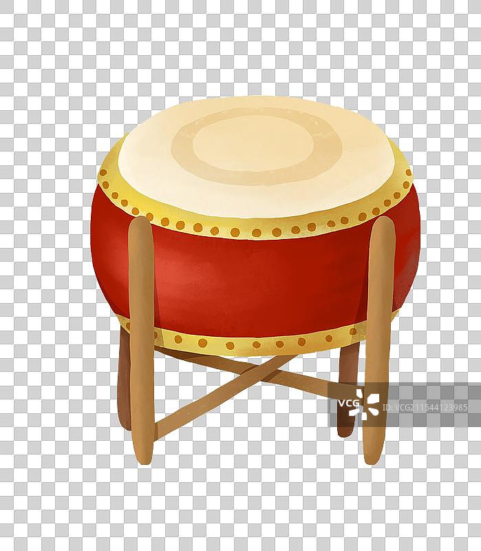 春节插画年俗赶大集逛庙会大头娃娃舞狮子设计元素红色打鼓图片素材