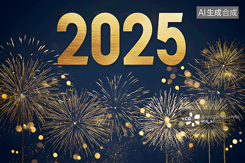 【AI数字艺术】2025年蓝色烟花背景图片素材