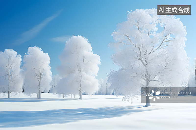 【AI数字艺术】冬季雾凇风景背景图片素材