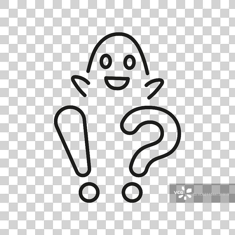 快乐的鬼魂，带着感叹号和问号图片素材