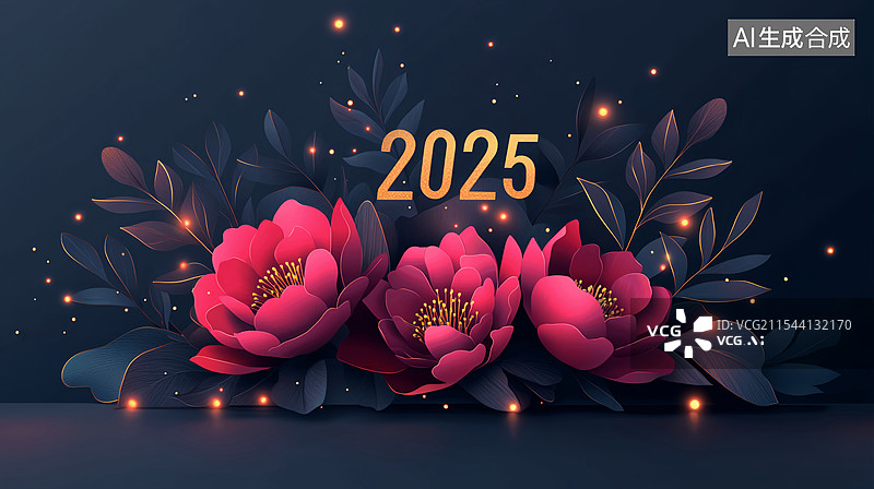 【AI数字艺术】2025年新年快乐贺卡网站横幅设计壁纸图片素材