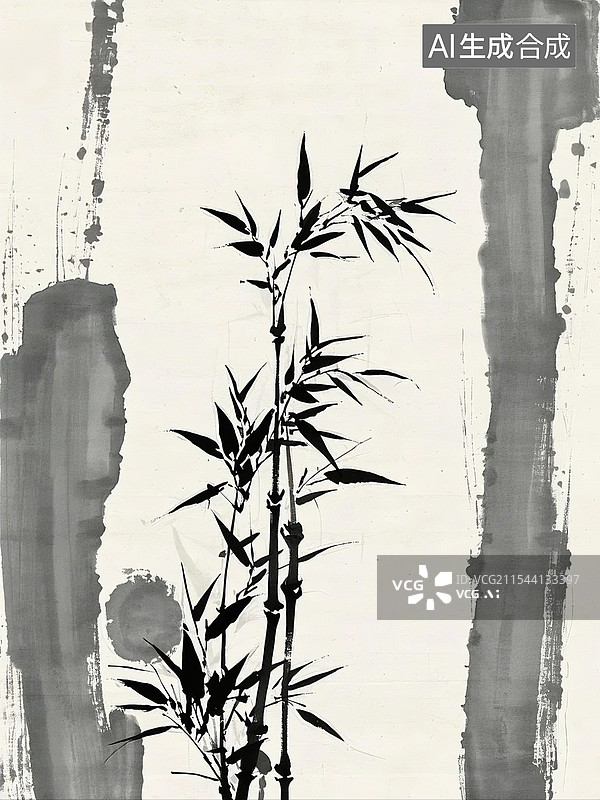 【AI数字艺术】水墨竹子图片素材