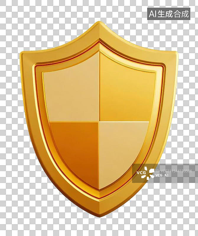 【AI数字艺术】金色盾牌3D模型免抠元素图片素材
