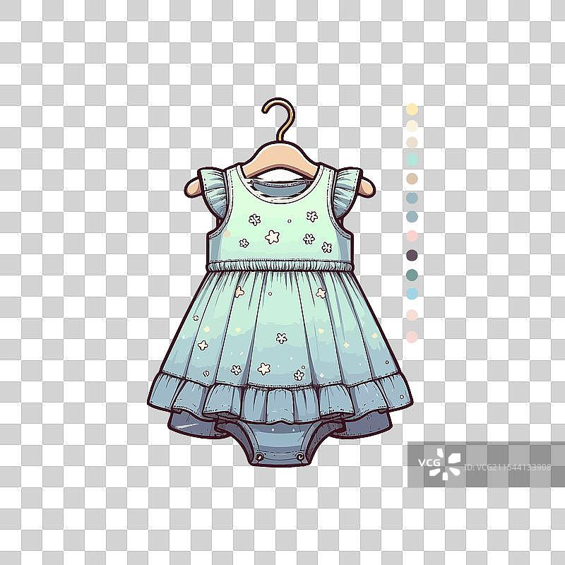 女孩穿着粉色婴儿娃娃裙的艺术设计图片素材