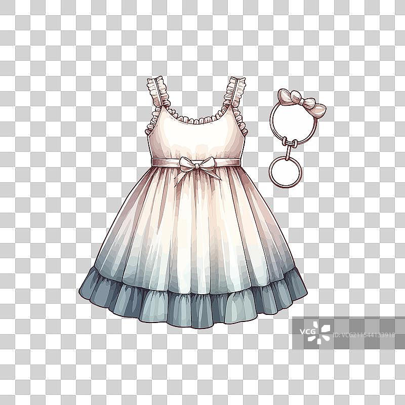 女孩穿着粉色婴儿娃娃裙的艺术设计图片素材