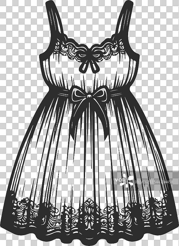 线条艺术婴儿娃娃裙复古时尚图片素材