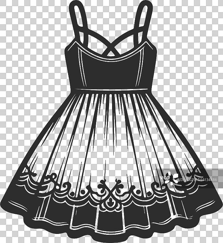 线条艺术婴儿娃娃裙复古时尚图片素材