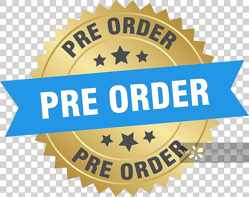 预购 预购 圆形蓝色和金色标签图片素材