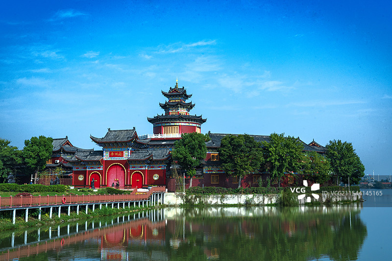 安徽阜阳颖上八里河景区南湖阁图片素材