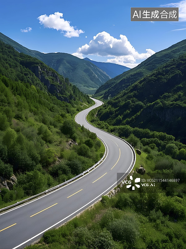 【AI数字艺术】悬崖边的盘山公路图片素材