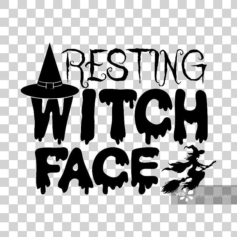 休息女巫脸万圣节排版设计图片素材