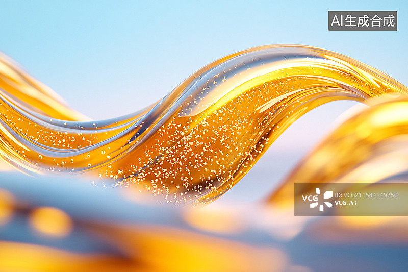 【AI数字艺术】金色水滴的3d渲染念插图图片素材