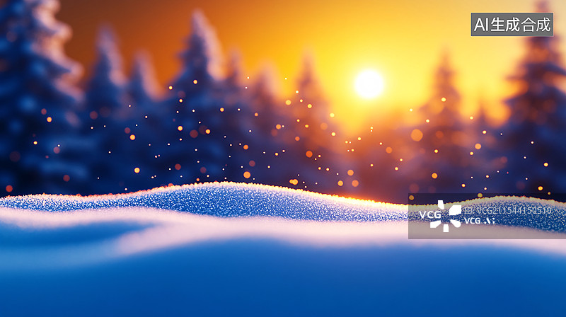 【AI数字艺术】冬日雪景小屋的户外三维渲染场景图片素材