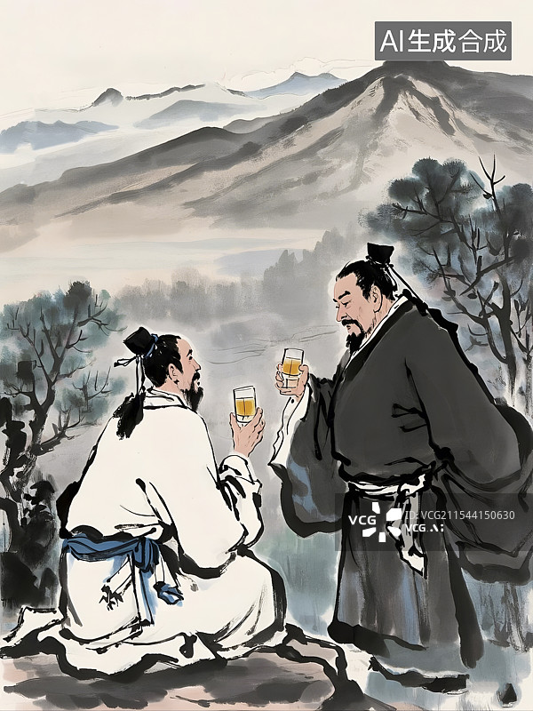 【AI数字艺术】劝君更尽一杯酒西出阳关无故人图片素材