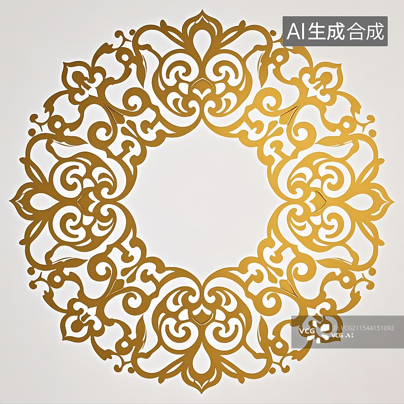 【AI数字艺术】金色传统纹样图片素材
