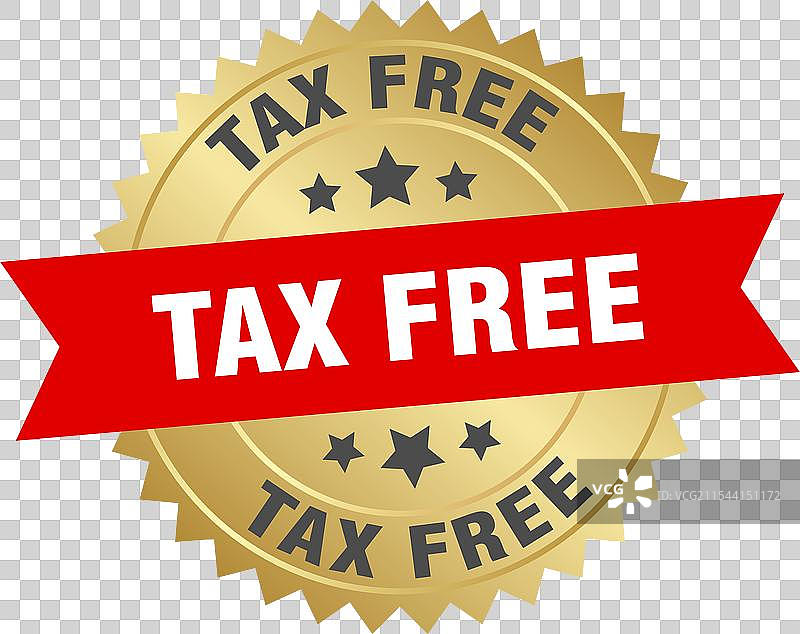 免税 免税 圆形红色和金色标签图片素材
