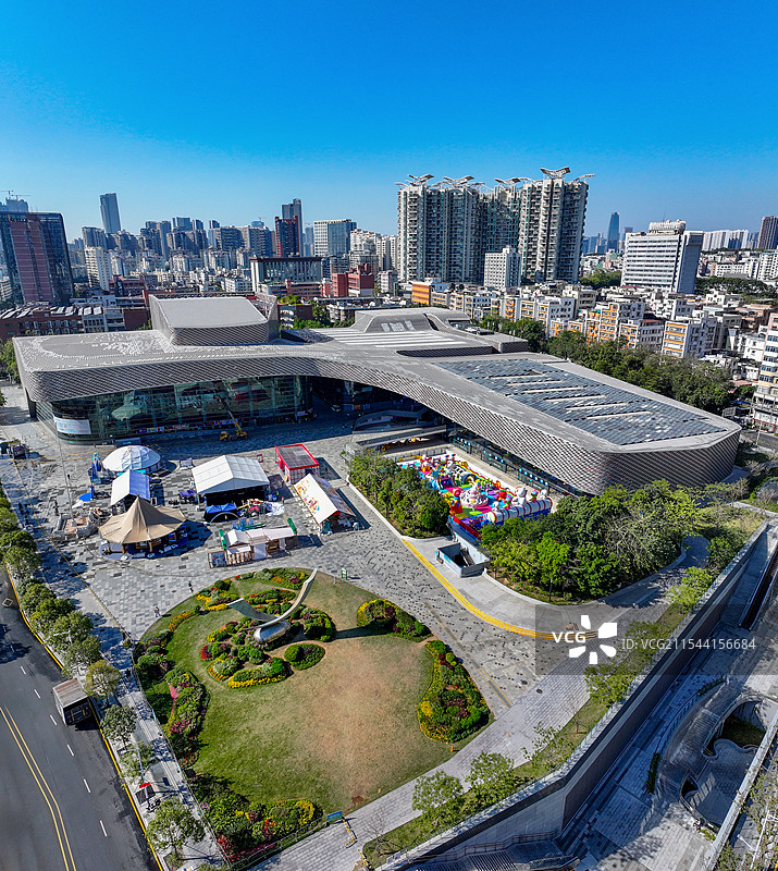广东省深圳市南山区文体中心南山博物馆图书馆航拍图片素材