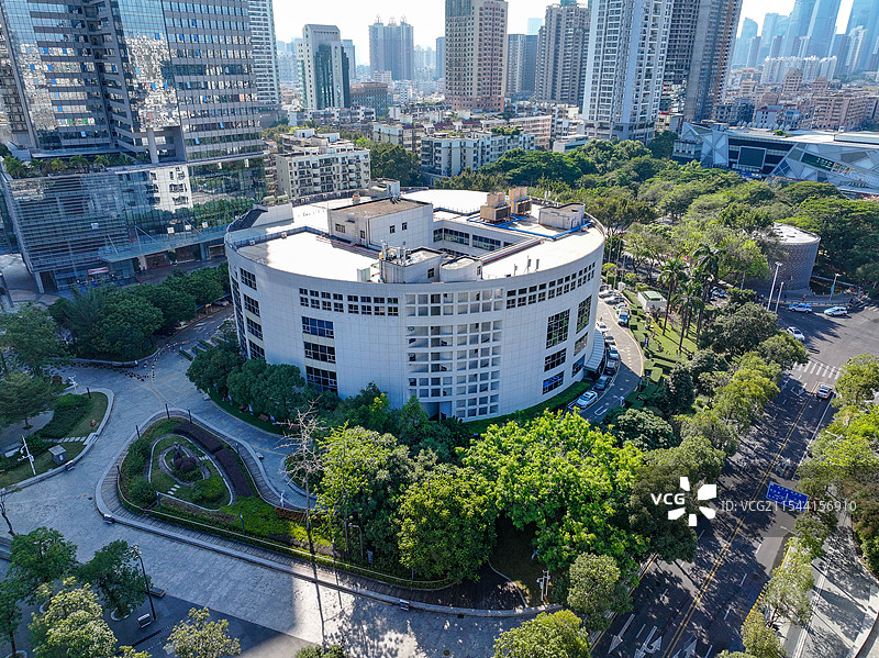 广东省深圳市南山区文体中心南山博物馆图书馆航拍图片素材