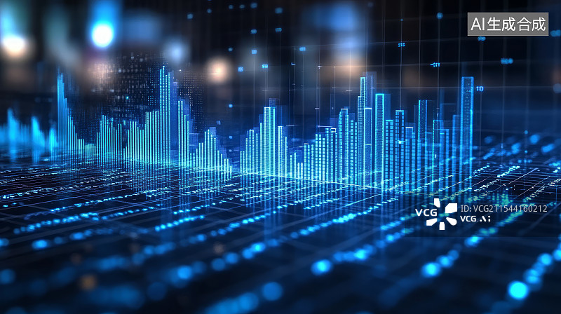【AI数字艺术】金融经济柱状图表股票股市行情走势背景图片素材