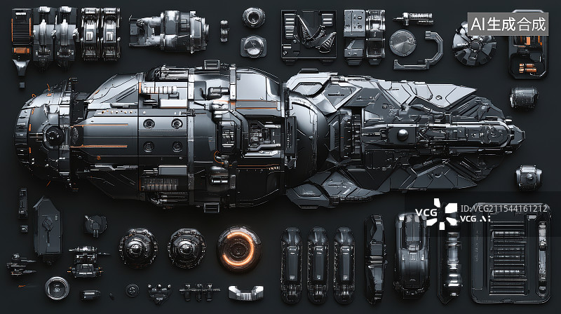 【AI数字艺术】工业机械设计图纸图片素材