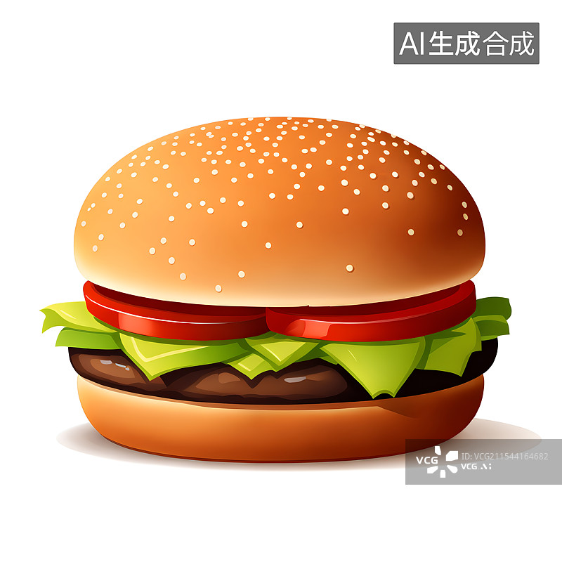 【AI数字艺术】手绘插画，汉堡包，美味汉堡，快餐图片素材