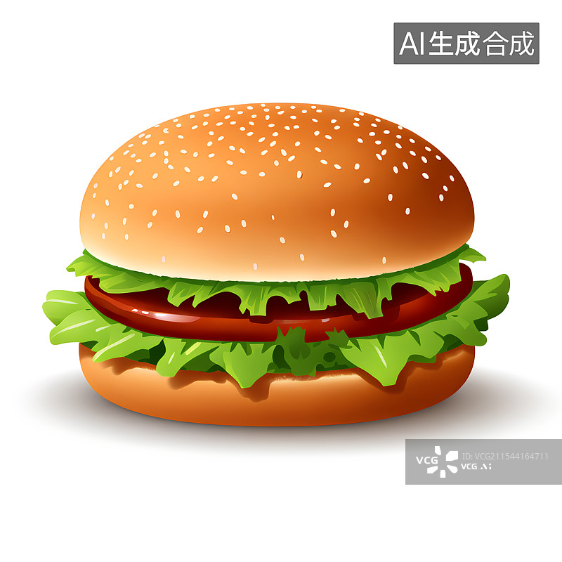 【AI数字艺术】手绘插画，汉堡包，美味汉堡，快餐图片素材