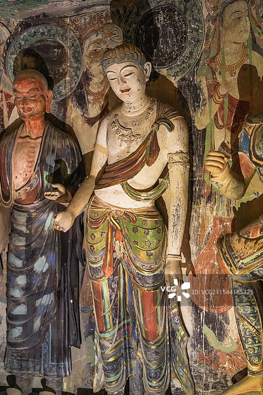 莫高窟045窟 菩萨像 彩塑 何以敦煌 敦煌艺术大展 上海 中华艺术宫图片素材