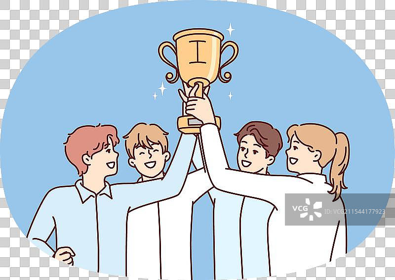 紧密团结的创业团队举杯庆祝图片素材