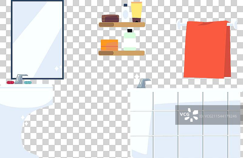 干净闪亮的浴室扁平风格图片素材