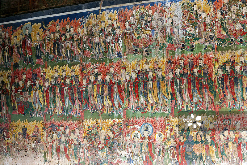 山西大同浑源永安禅寺水陆法会图壁画图片素材