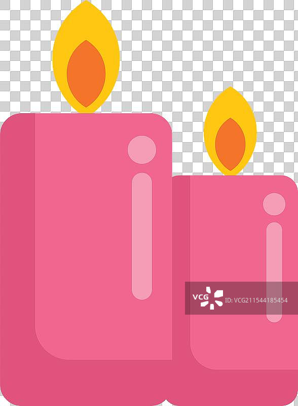 两根粉色蜡烛明亮地燃烧，营造出一种图片素材