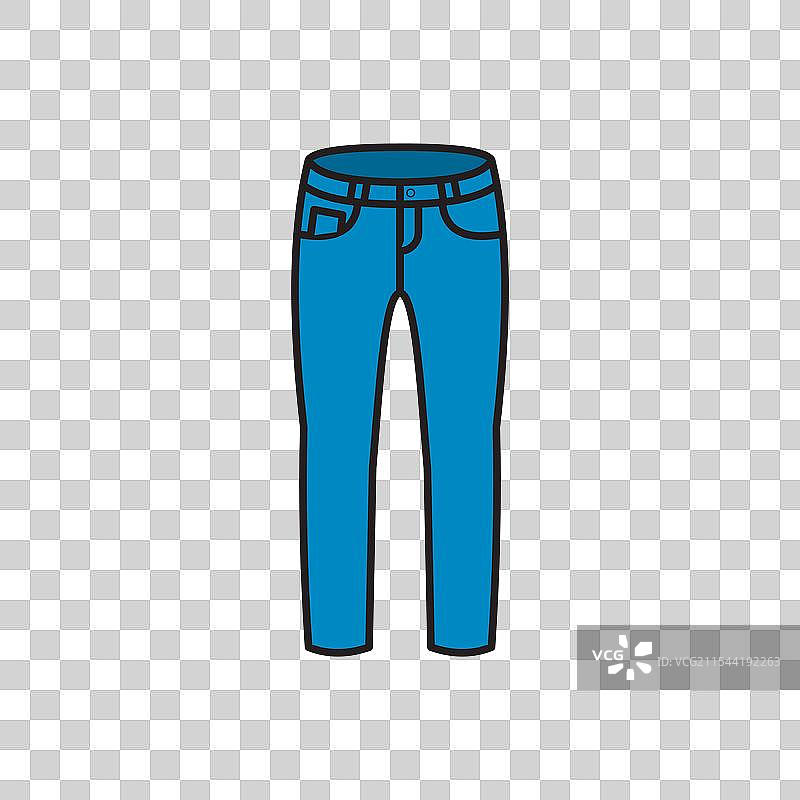 白色背景上的彩色裤子图标图片素材