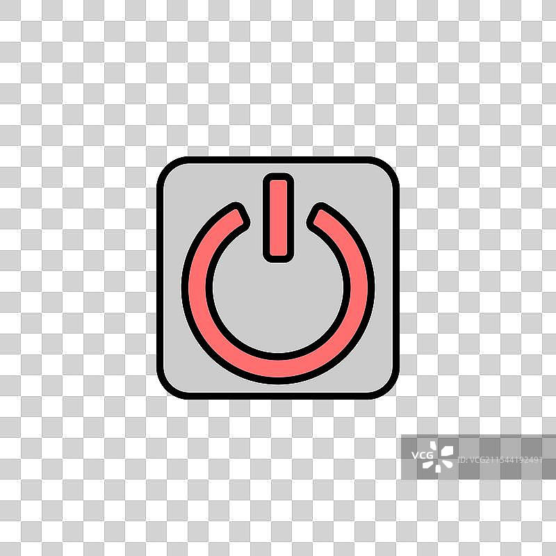 白色背景上的彩色电源按钮图标图片素材