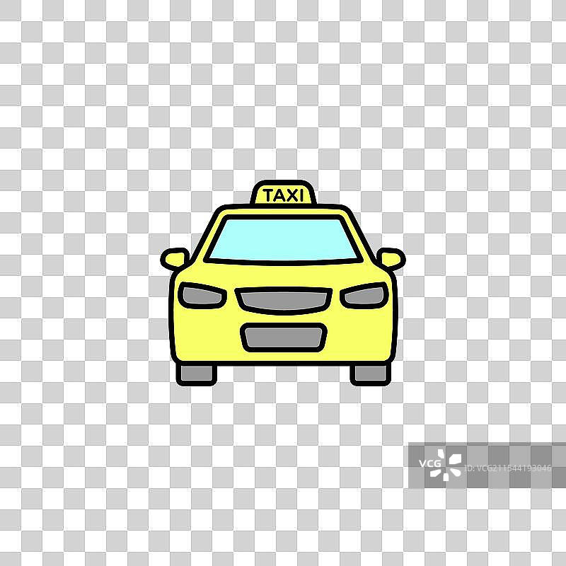 白色背景上的出租车彩色图标图片素材