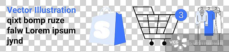 在线购物袋和购物车的图像图片素材