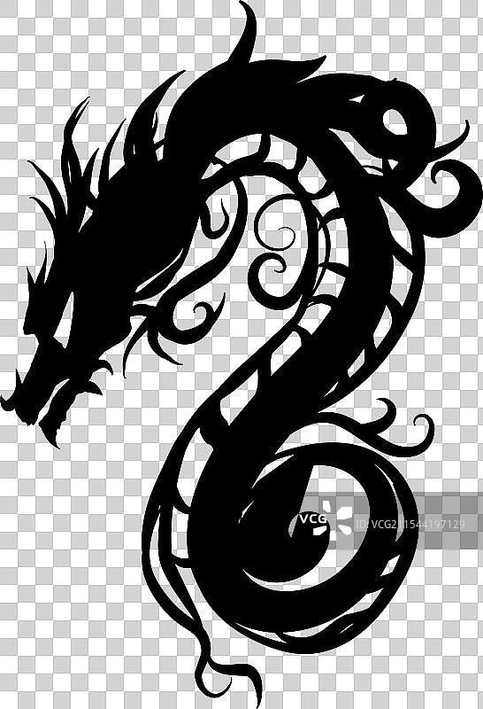 风格化的黑龙 - 图标图片素材