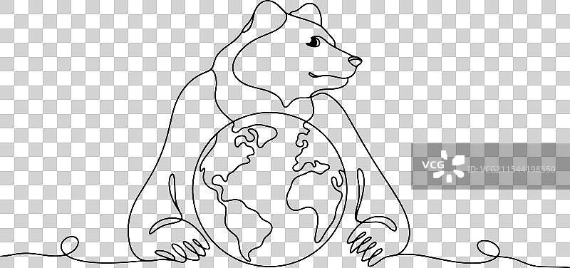 熊与地球的星球图案图片素材