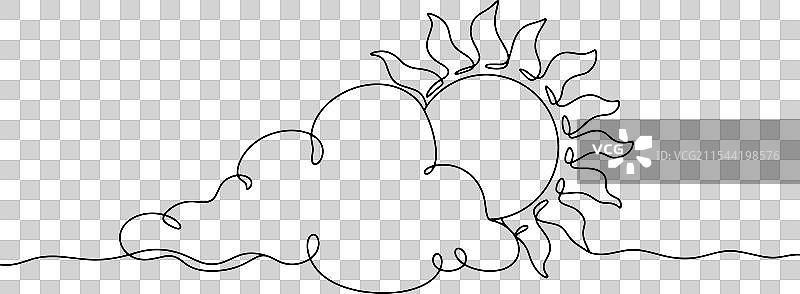 部分多云天气图标，太阳与云朵图片素材